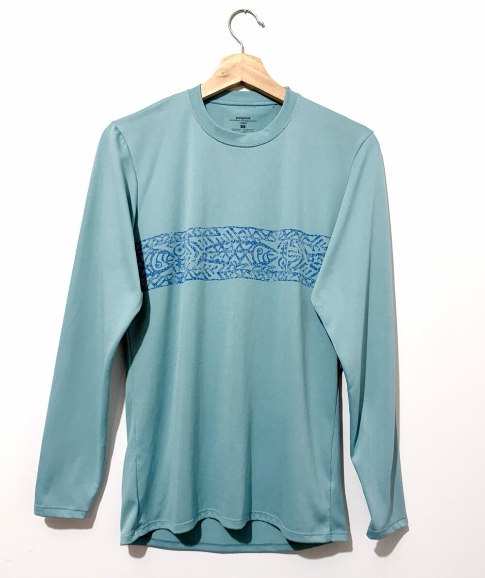 Patagonia Performance Basalayer Capilene Mens S Teal Long Sleeve T Shirt